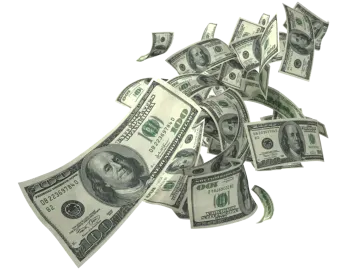 a pile of money on a white background