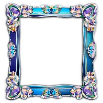 a blue frame with flowers on it