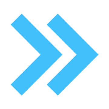 a blue arrow icon on a white background