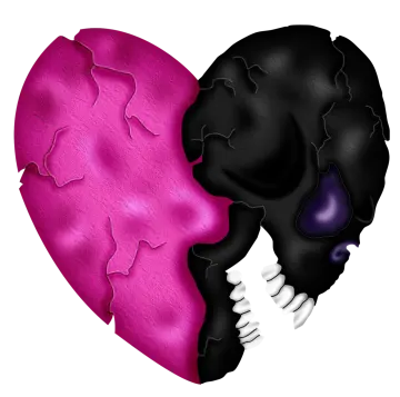 a broken heart is shown in the shape of a skull