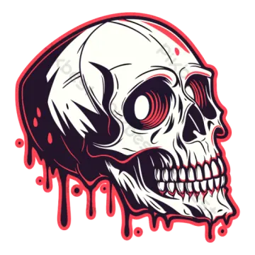 a skull with blood dripping down the side