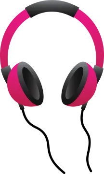 a pink headphone with two black heads