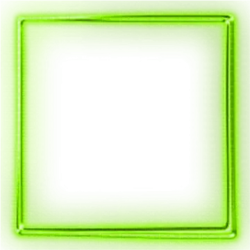 a green square frame with a white background