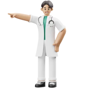 a male doctor pointing at something
