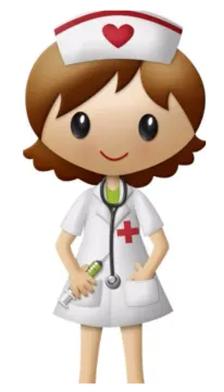 a cartoon nurse with a stel in her hand