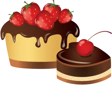 a piece of cake with chocolate and strawberries