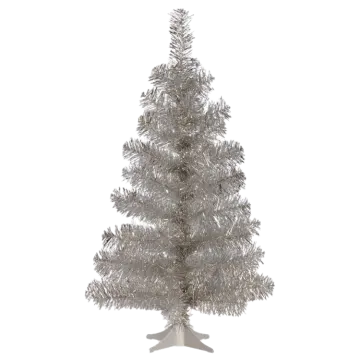 a silver christmas tree on a white background