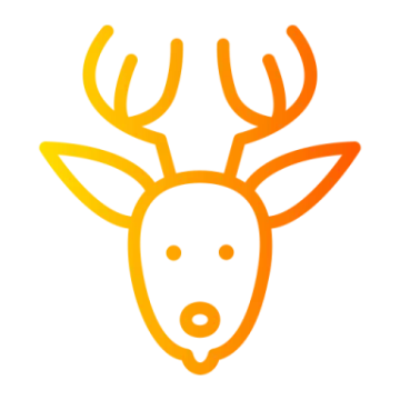 a deer's head with horns
