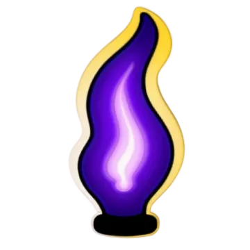 a purple flame on a white background
