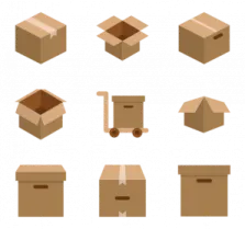 a set of cardboard boxes