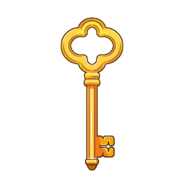 a golden key on a white background