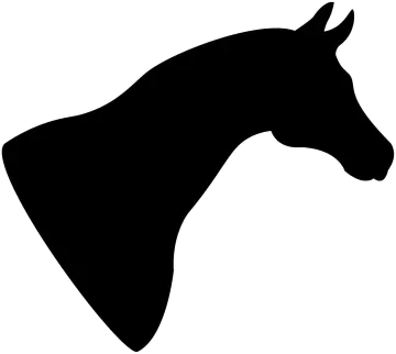 a horse head silhouetted on a white background