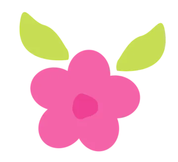 a pink flower with green leaves