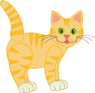 a cartoon cat with green eyes