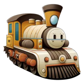 a cartoon train is shown on a white background
