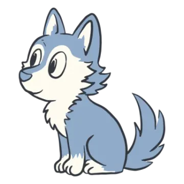a drawing of a wolf sitting down