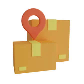 a yellow box with a red marker on it