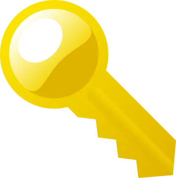 a yellow key on a white background