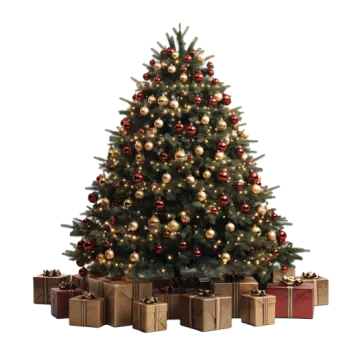 a christmas tree with presents around it