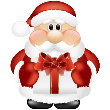a santa claus holding a gift box