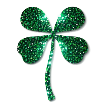 a green shamrock with hearts on it