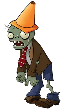 a cartoon zombie with an orange hat and tie