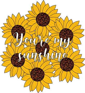 a bunch of sunflowers with the words you're