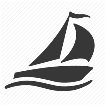 a black and white sail boat icon