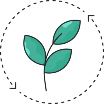 a green leaf in the center of a circle