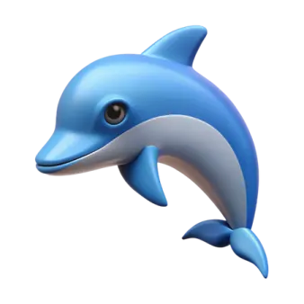 a blue dolphin with a white background