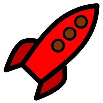 a red rocket on a white background