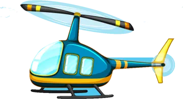 a blue and yellow helicopter