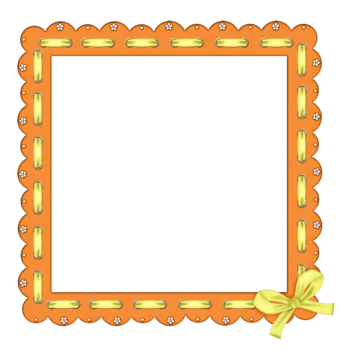 an orange frame with a bow around it