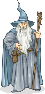 an old wizard with a staff