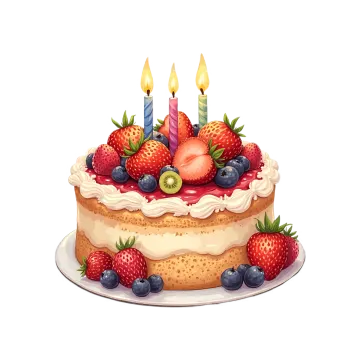a cake with candles and strawberries on top
