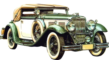 an old green and white car