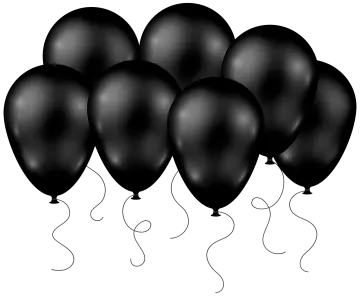 a bunch of black balloons