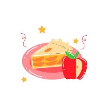 a piece of cake and apple on a plate