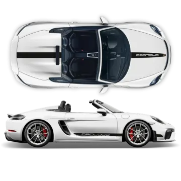 a white porsche sports car with the doors open