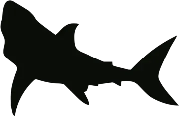 a black and white silhouette of a shark