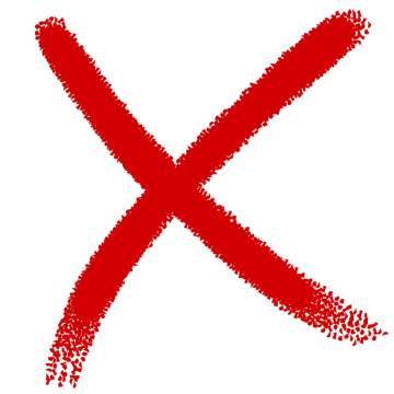 a cross drawn in red ink