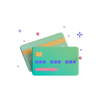 two credit cards, one green and one pink