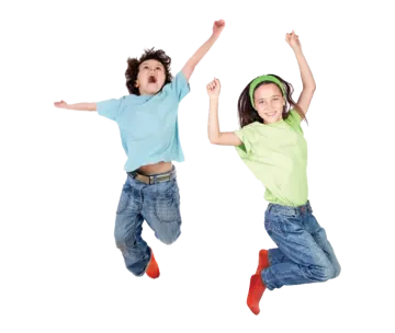 two children jumping in the air