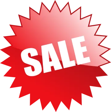a red sticker with the word sale on it