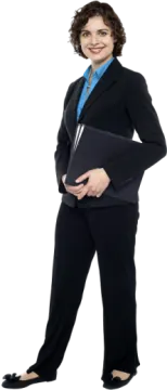 a man in a suit and tie holding a briefcase