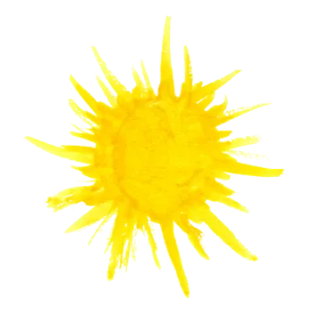 a yellow sun burst on a white background