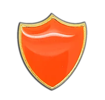 an orange enamel shield with gold trim