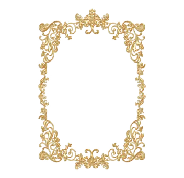 a gold frame with scrolls and flowers