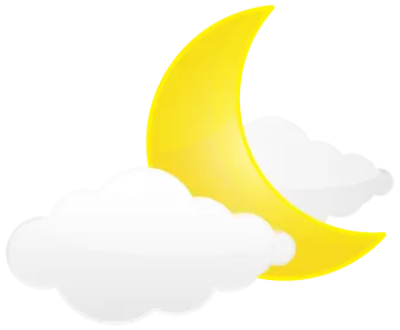 a crescent in the sky with clouds