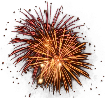a red and yellow firework on a white background